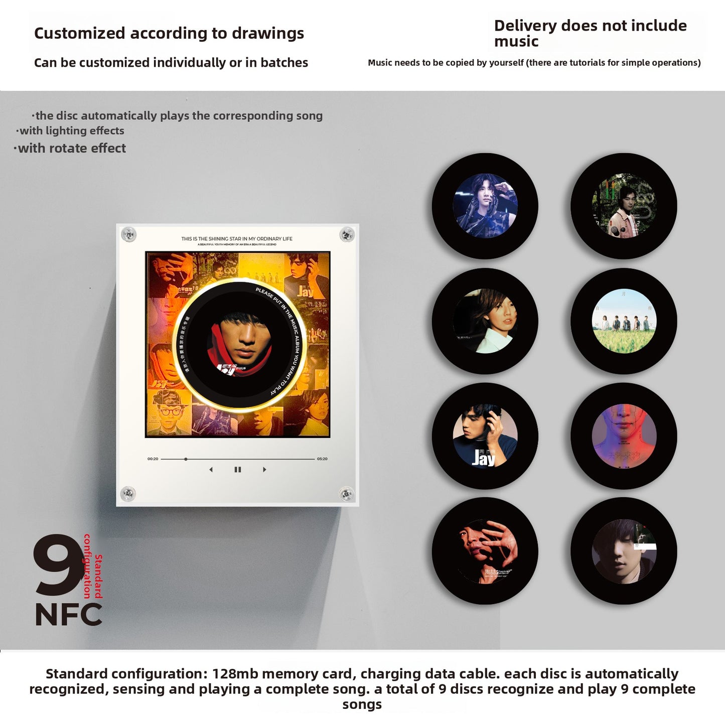 Customizable NFC Refrigerator Night Light with Music Player