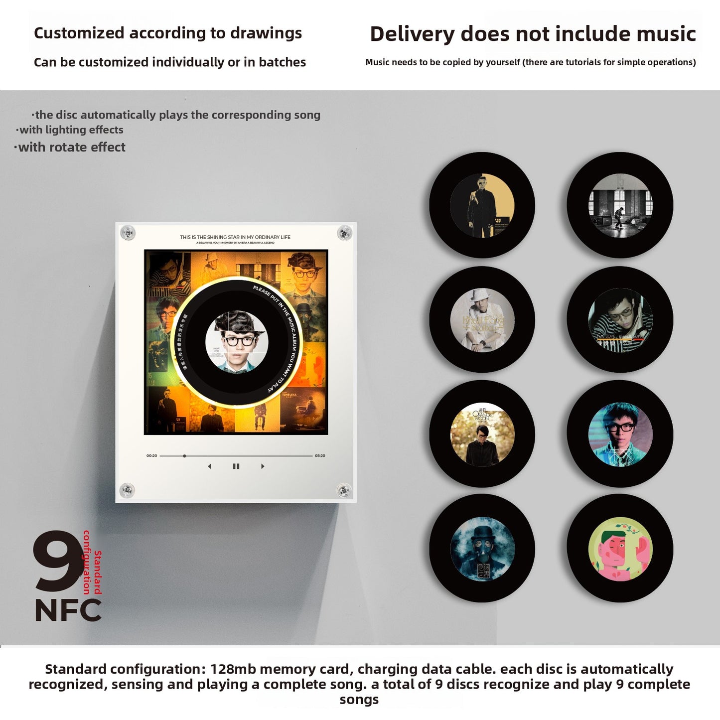 Customizable NFC Refrigerator Night Light with Music Player