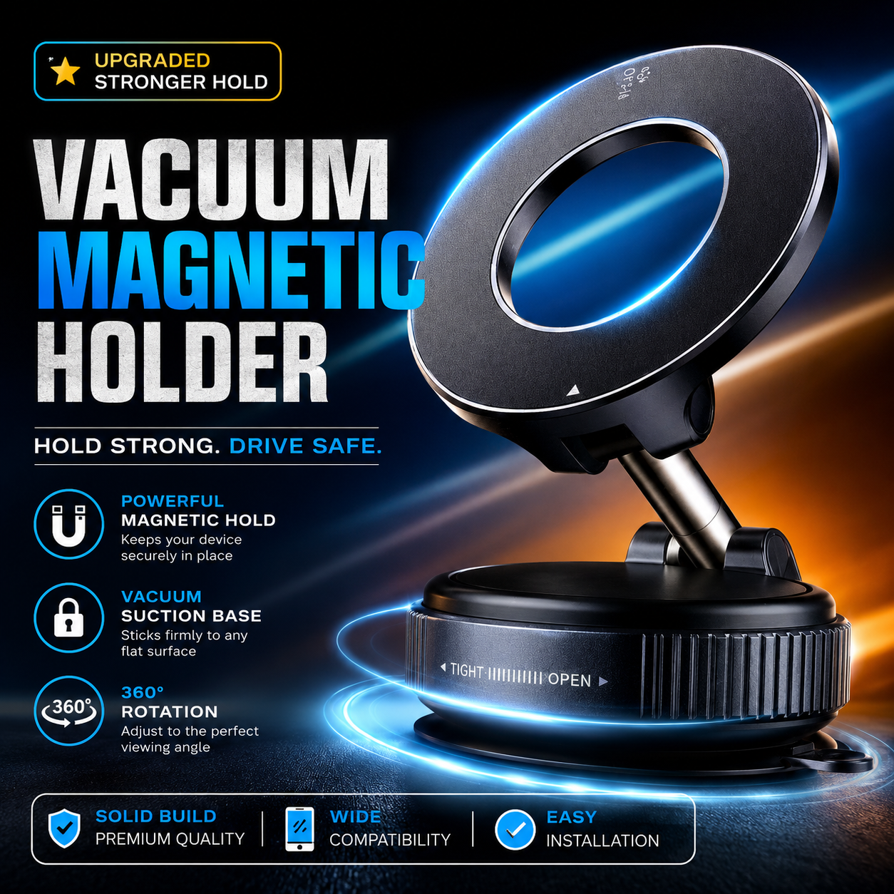 360° Magnetic Vacuum Car Phone Holder
