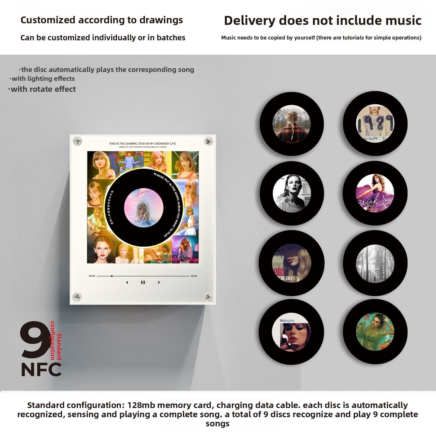 Customizable NFC Refrigerator Night Light with Music Player