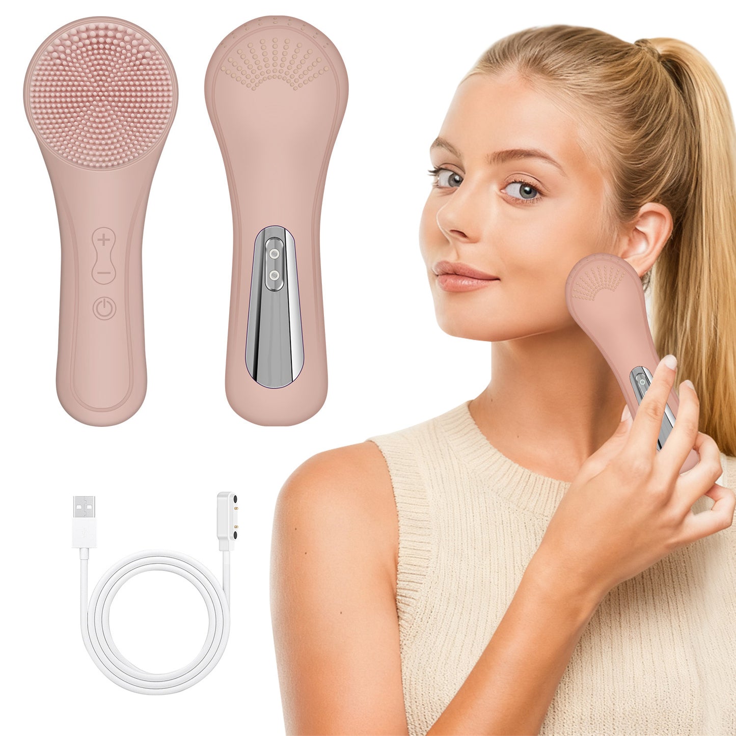 Electric Facial Cleansing Device with Vibration Massage