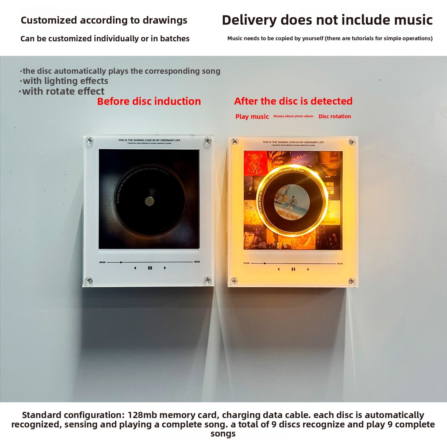 Customizable NFC Refrigerator Night Light with Music Player
