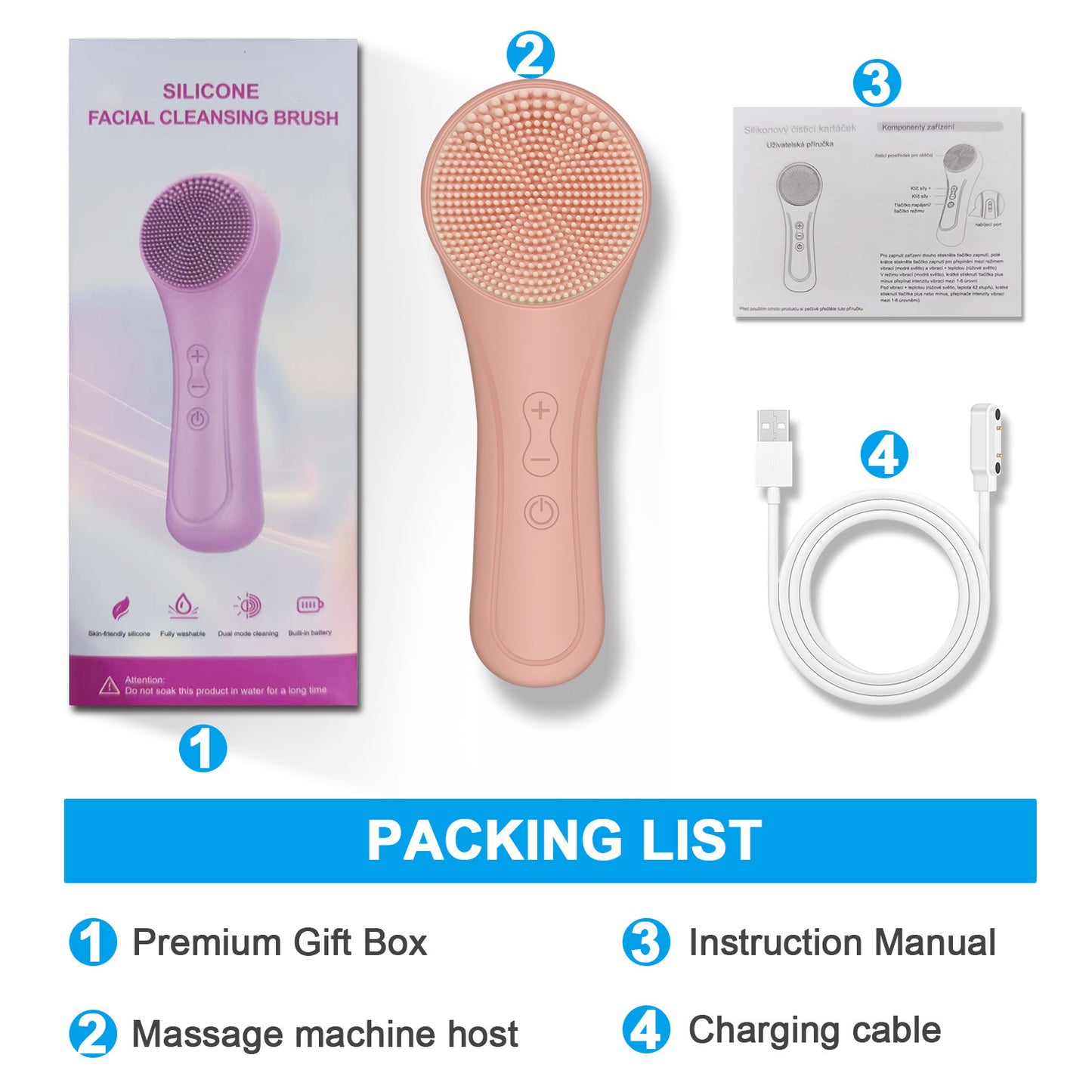 Electric Facial Cleansing Device with Vibration Massage