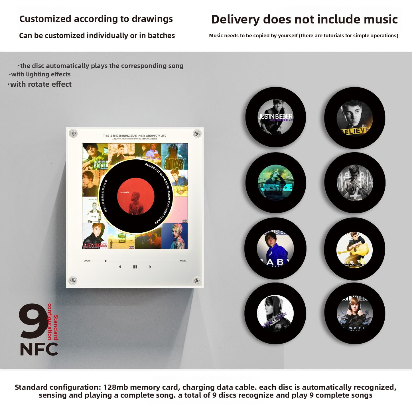 Customizable NFC Refrigerator Night Light with Music Player