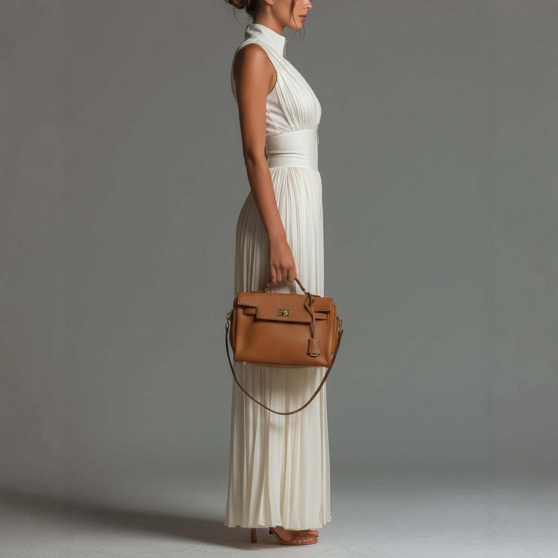 Womens Pleated Halter Neck Wide-Leg Jumpsuit